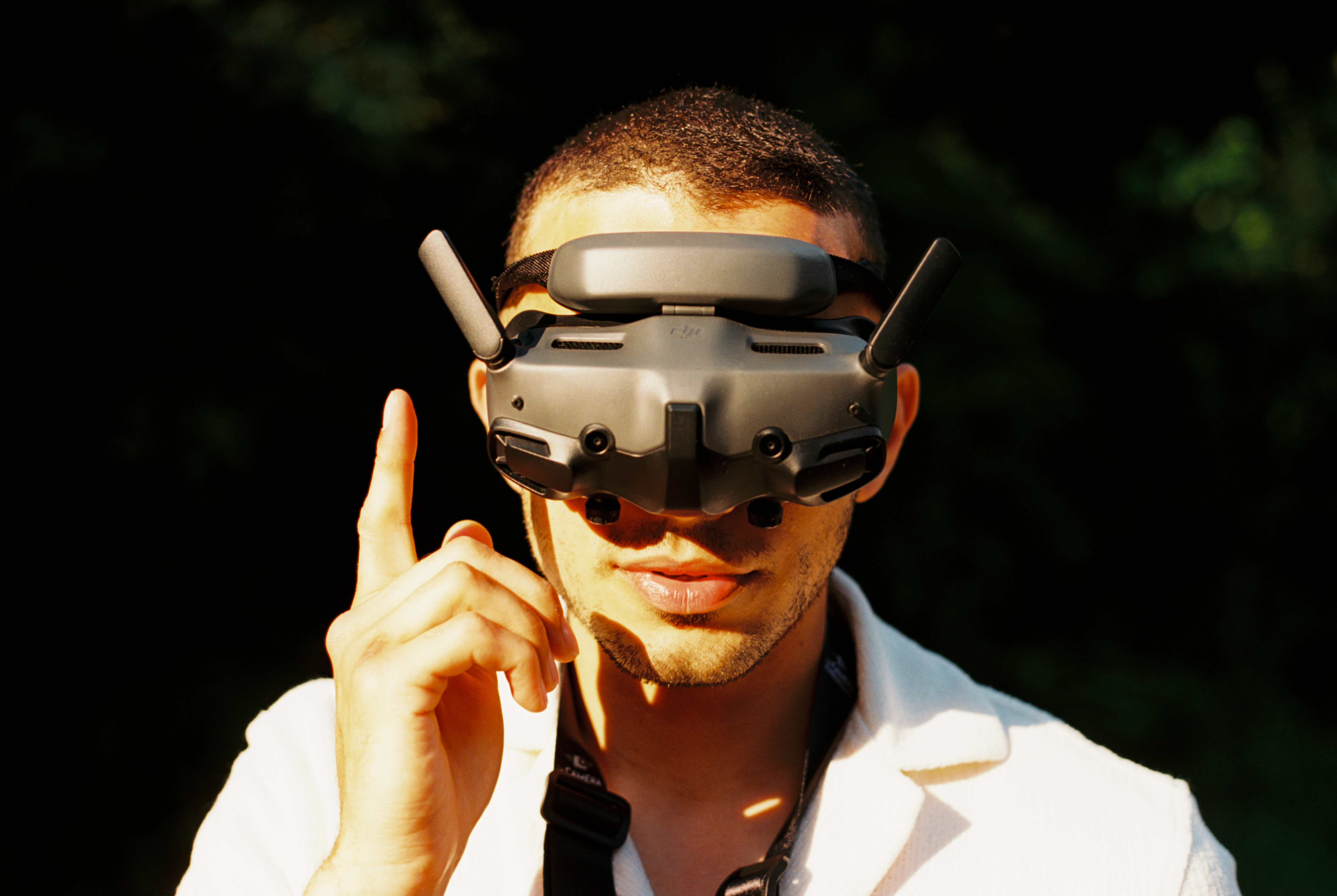 Portrait of Lilian wearing drone goggles